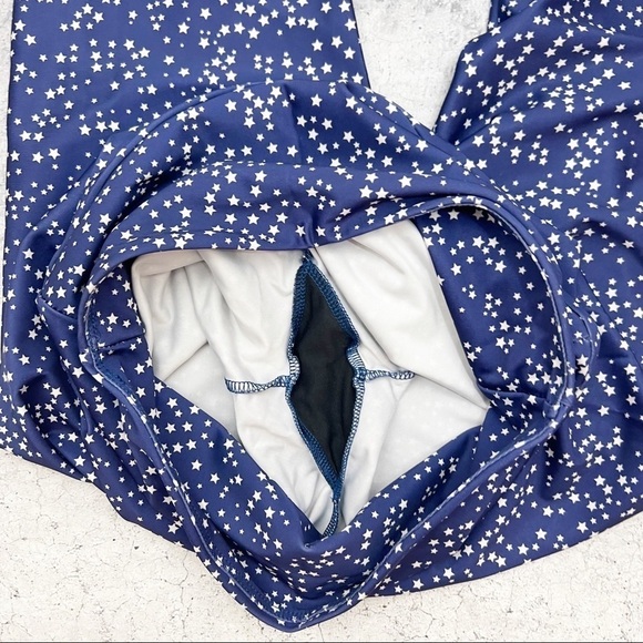 Onzie Star Spangled Midi Length Leggings Blue White High Waist M/L - Picture 7 of 7